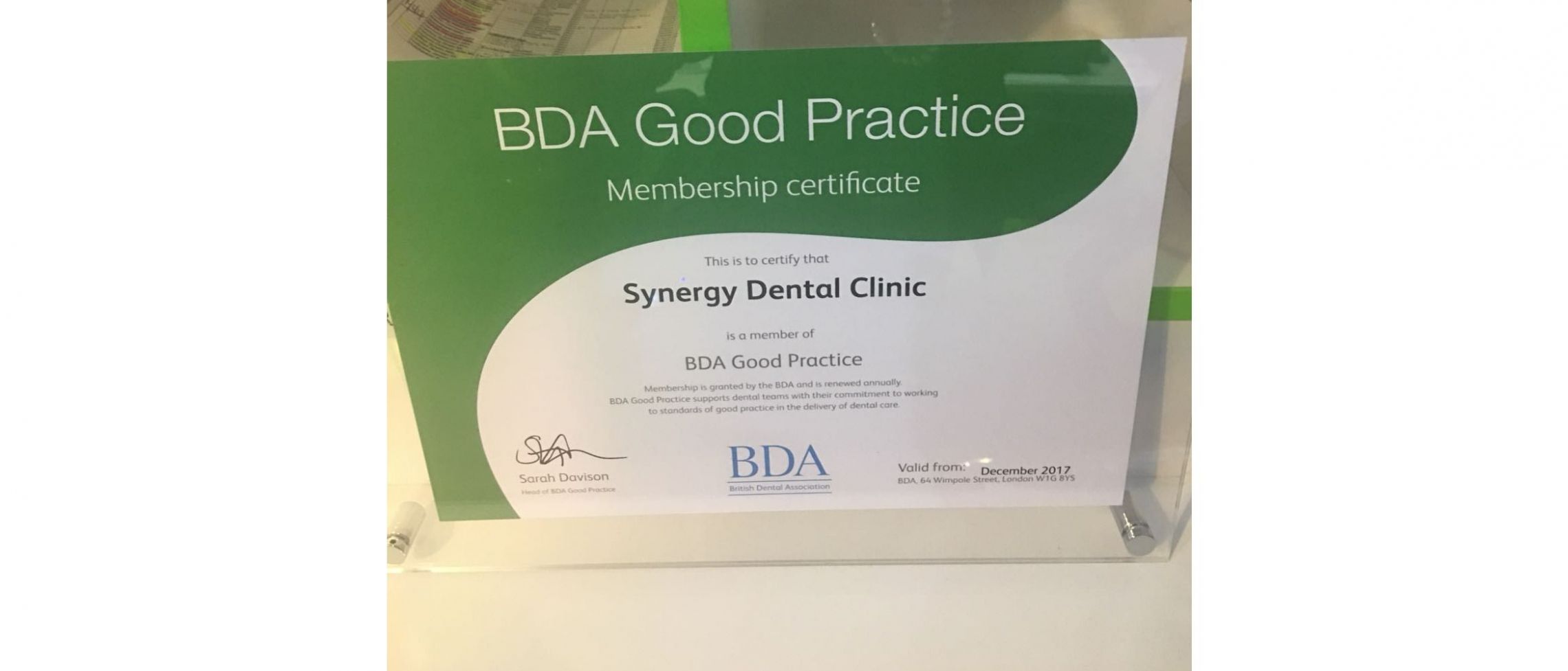 BDA Good Practice Certificate
