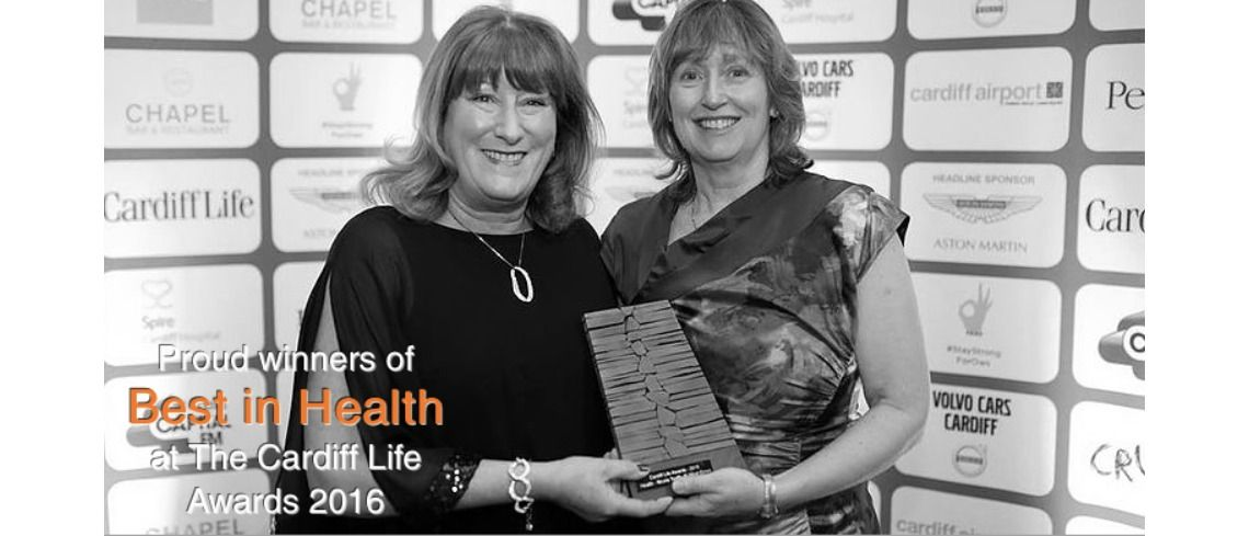 Nic & Jane collecting Cardiff Life Health Award